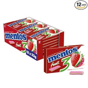 12er Pack Mentos Kaugummi Fruity Fresh Erdbeere - Grüner Apfel - Himbeere für 10,16€ (statt 18€)