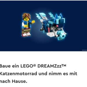 7.8.&#043;14.8. Baue ein LEGO® DREAMZzz™ Katzenmotorrad und nimm es mit nach Hause.