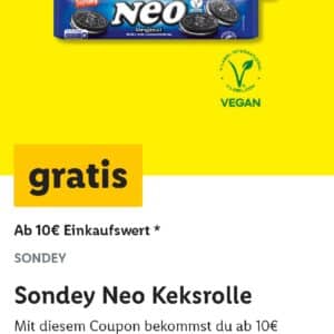 gratis Sonday Neo Keksrolle in der Lidl App ab 10,00€ EW (evtl. personalisiert)