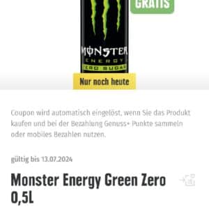 gratis Monster Energy Green Zero Drink mit der Edeka App