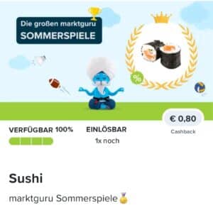 0,80€ Cashback beim Kauf von Sushi aus der Kühltheke bei Marktguru