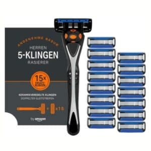 🪒 by Amazon 5-Klingen Herrenrasierer + 15 Ersatzklingen für 16,50€ (statt 22€)