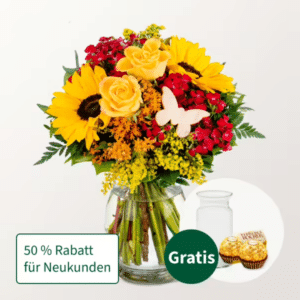 🌼 Blumenstrauß Sommergefühl mit Gratis Vase &amp; Ferrero Rocher