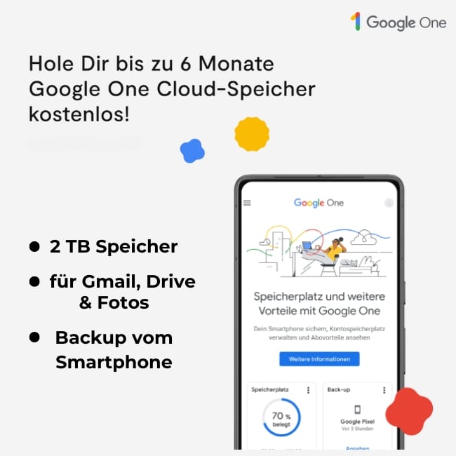 Thumbnail 6 Monate Google One kostenlos - mehr Speicherplatz durch Spar-Trick