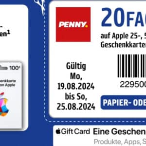 Penny Kartenwelt: 20-fach Payback Punkte auf Apple Geschenkkarten