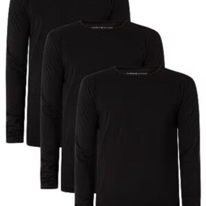 Tommy Hilfiger Herren Langarm T-Shirts 3er Pack in schwarz für 30,38€ (statt 59,90€)