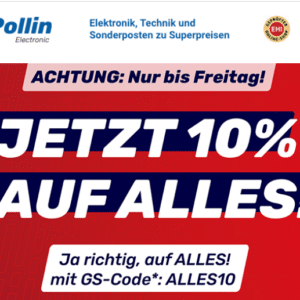 10% auf alles bei Pollin bis 12.07.2024; 15% Rabatt auf KWB-Artikel