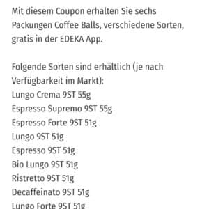 Edeka App / Coffee Balls Gratis - abgelaufen