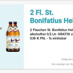 Gratis 2 Flaschen Bonifatius helles alkoholfrei in der Logo App