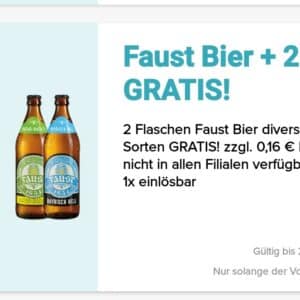 Gratis 2 Flaschen Faust Bier diverse Sorten  in der Logo App