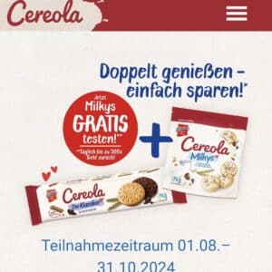 2x Cereola Kekse kaufen und 1x Geld zurück erhalten *ab 01.08.24*