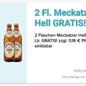 Gratis 2 Flaschen Meckatzer hell in der Logo App