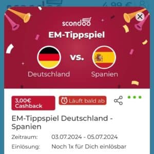 EM Tippspiel - jetzt 3€ zu gewinnen (scondoo)