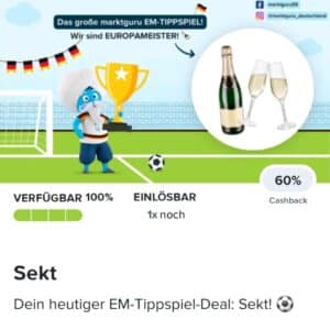 60% Cashback (max. 1,20€) auf Sekt bei Marktguru