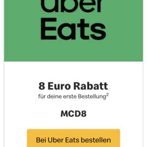 8€ Rabatt auf erste Bestellung über Uber Eats bei McDonalds (15€ MBW)