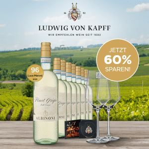 8 Flaschen Albinoni Pinot Grigio inkl. 2 Zwiesel Gläser &amp; Drop Stop für 41,09€