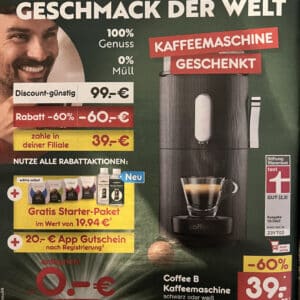 Netto - Coffe B Kaffeemaschine effektiv gratis