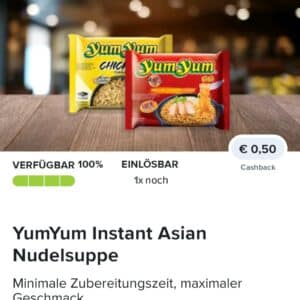 0,50€ Cashback auf YumYum Instant Asian Nudelsuppe