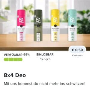 0,50€ Cashback auf 8x4 Deo bei Marktguru