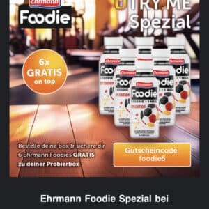 gratis Zugabe zu Bestellung bei utryme 6x Ehrmann Foodie