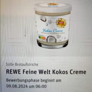 ab 9.8. Rewe Produkttest: Rewe Feine Welt Kokos Creme