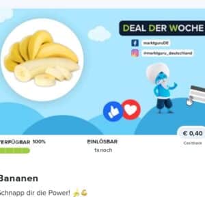 0,40€ Cashback auf Bananen bei Marktguru