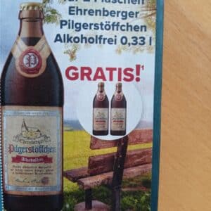 2 Flaschen Ehrenberger Pilgerstöffchen alkoholfrei gratis bei Logo