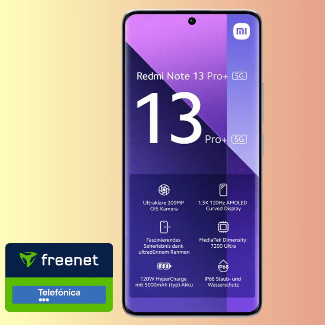 Eff. Gratis 🔥 Xiaomi Redmi Note 13 Pro+ 5G (512GB) für 29€ + 17GB 5G/LTE Allnet für 9,99€/Monat (Telefonica Allnet)