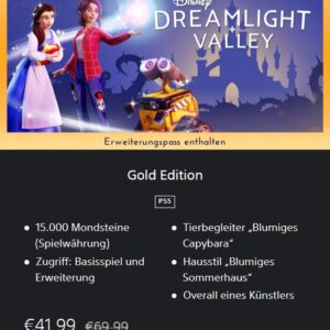 Disney Dreamlight Valley - Gold Edition inkl. Erweiterungspass (PS4/PS5 | Xbox | Switch | Steam | EPIC) je 41,99€ statt 69,99€