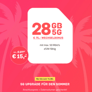 🌞 28GB Telekom Allnet-Flat inkl. 5G für 15€ mtl. + 75€ Wechselbonus + 0,00€ AG (HIGH-Tarif)