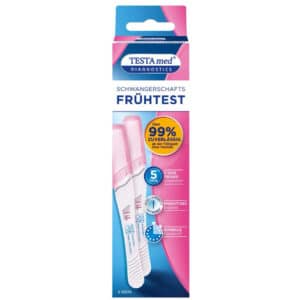 Nur 3,17€ pro Test! TESTAmed Diagnostics Schwangerschaftsfrühtest, Vorteilspack mit 2 Stück, für nur 6,34€ - 47% Rabatt! 🚀