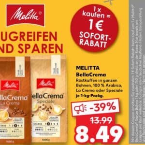 Kaufland (ab 26.8.): Melitta Bella Crema für 7,49€