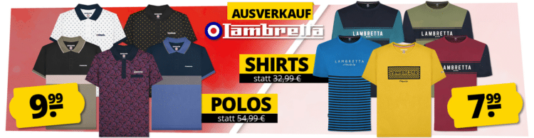 Lambretta T-Shirts ab 7,99€ & Polo-Shirts ab 9,99€ bei SportSpar