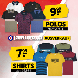 Lambretta T-Shirts ab 7,99€ &amp; Polo-Shirts ab 9,99€ bei SportSpar