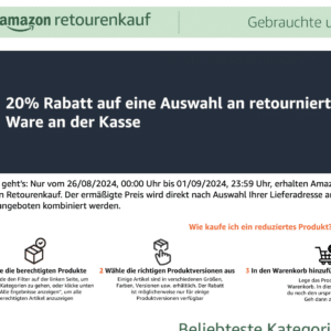 20% Extrarabatt bei Amazon Warehouse Deals