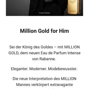 Gratis Duftprobe Rabanne Million Gold for him über SoPo