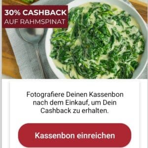 Scondoo 30% Cashback auf Rahmspinat