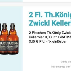 Gratis 2 Flaschen Th. König Zwickl 0,33 in der Logo App