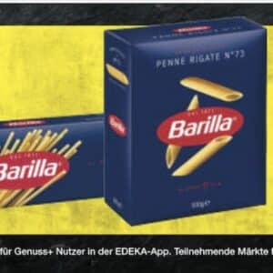 Barilla Nudeln (500 g) für 77 Cent bei Edeka (ggf. regional)