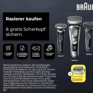 Gratis Scherkopf beim Kauf eines elektrischen Rasierer von Braun