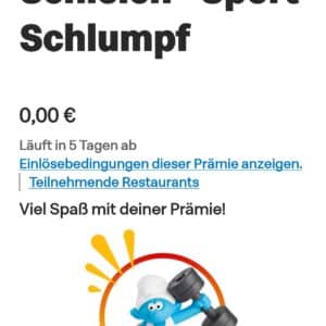 Gratis Sport Schlumpf von Schleich in der McDonalds App für 200 Punkte