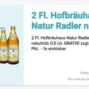 Gratis 2 Flaschen Hofbräuhaus Natur Radler Naturtrüb bei Logo Getränke