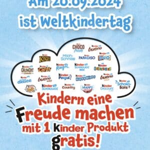 Weltkindertag 2024: Gratis Kinder Produkt am 20.09.24 sichern! (GzG)