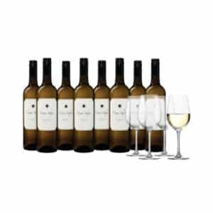 Weinpaket Casa Safra Verdejo 8 Flaschen + 4 Gläser für 42,99€ (statt 73€)