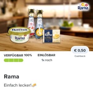 0,50€ Cashback auf ein Rama Produkt bei Marktguru