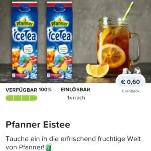 0,60€ Cashback auf Pfanner Eistee bei Marktguru