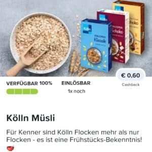 0,60€ Cashback auf Kölln Müsli bei Marktguru