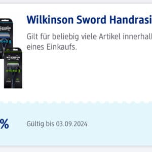 dm 50% App Coupon Wilkinson Sword z B Rasierhobel statt 23,95€ nur 11,95€