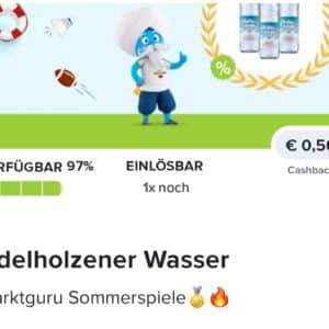 0,50€ Cashback auf Adelholzener Wasser bei Marktguru