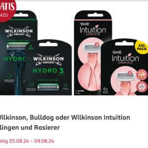 ab 05.08.24 ROSSMANN Wilkinson, Bulldog oder Wilkinson IntuitionKlingen und Rasierer